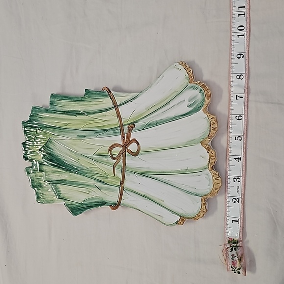 Green onion pottery trivet made in Italy - Picture 5 of 5